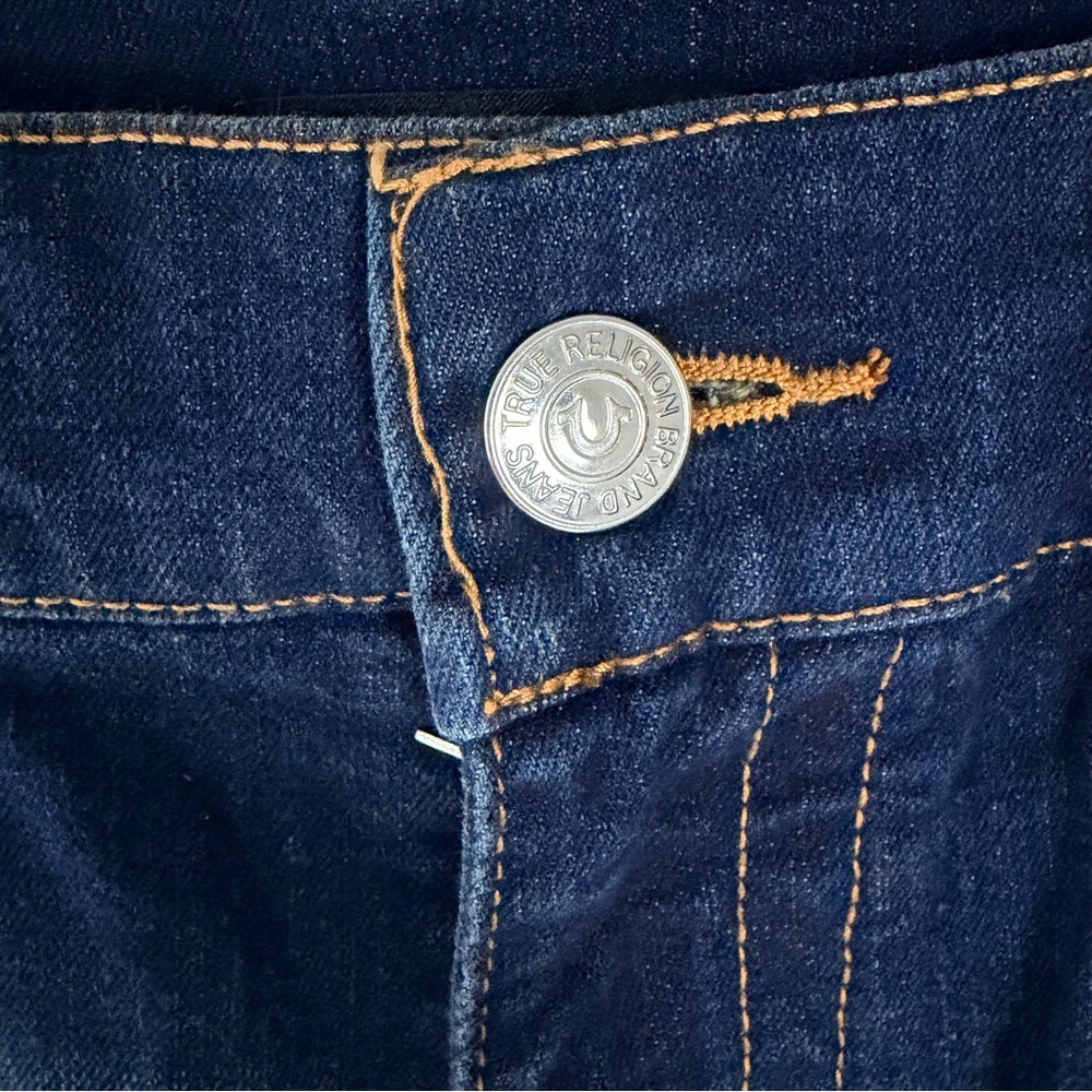 True Religion Ricky Flap Jeans Mens 34x32 Relaxed Straight Dark Wash - Picture 6 of 14